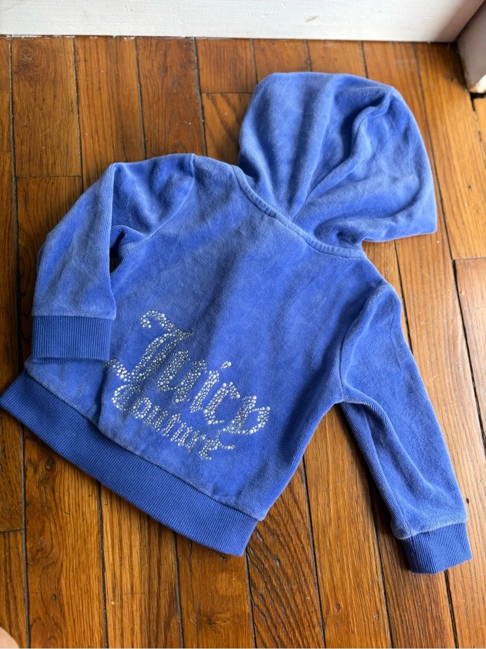 12M Blue Baby Girls Juicy Couture' Hooded Velour Zip Track Sweatshirt